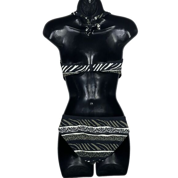 NWT Bruno Banani Mixed Animal Print 2 Piece Bikini Swim Suit - Picture 2 of 15